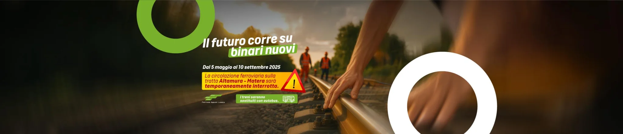 Lavori ferroviari sulla tratta Altamura-Matera, interruzioni programmate e sostituzione con autobus fino a settembre 2025.
